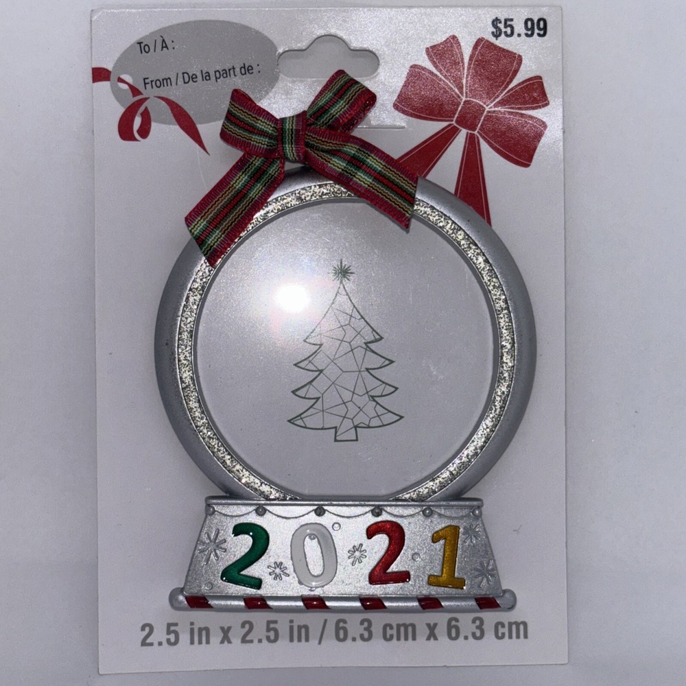 2021 Studio Decor Snow Globe Metal Photo Christmas Tree Picture Frame Ornament